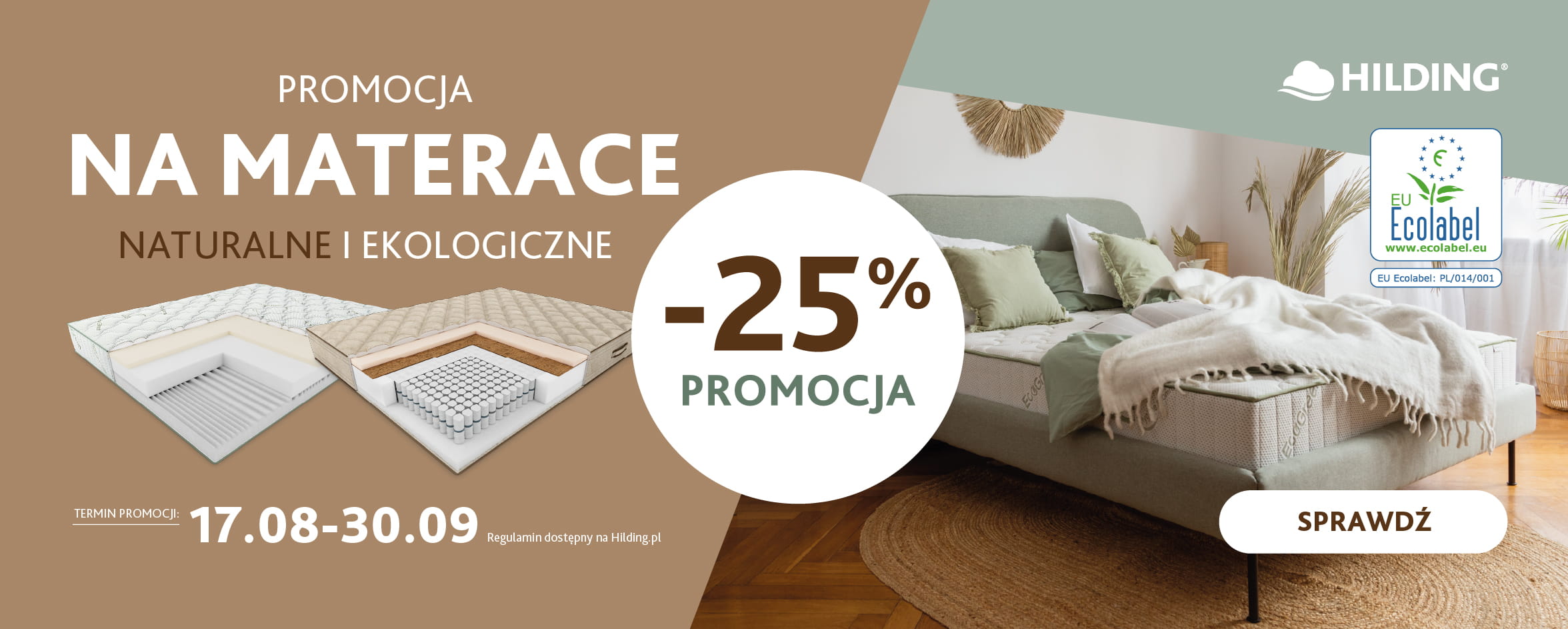 Promocja -25% na materace z kolekcji eko i naturalnej Hilding